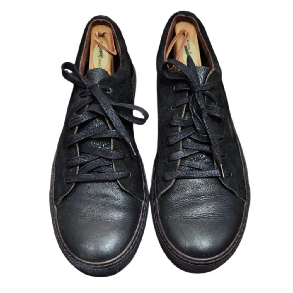Acne Studios Black Leather Suede Low Top Sneakers Men EU 42 Lace Up Minimalist - Picture 3 of 13